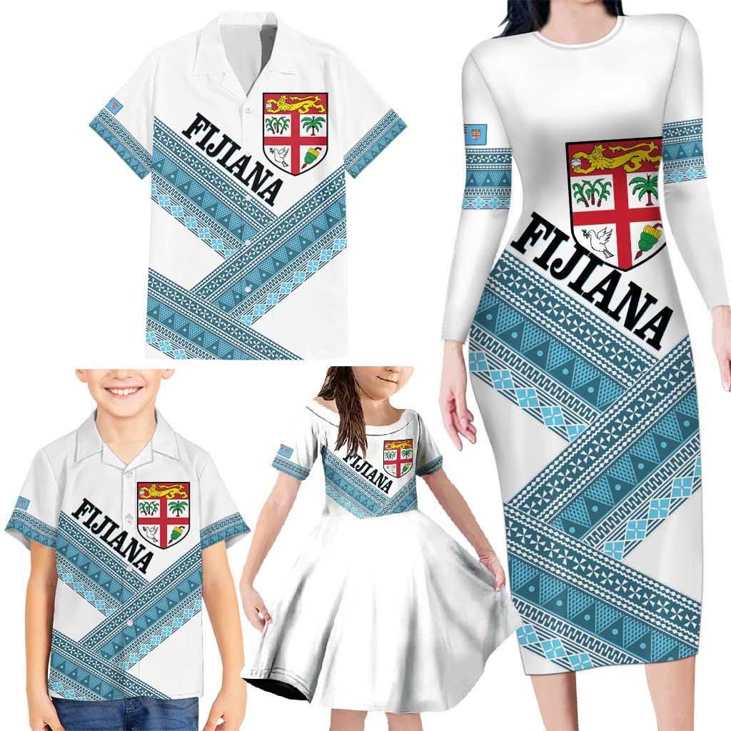 Custom Fiji Tapa Rugby 2025 Family Matching Long Sleeve Bodycon Dress and Hawaiian Shirt Go Champions Fijiana