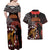 Cook Islands ANZAC Day Couples Matching Off Shoulder Maxi Dress and Hawaiian Shirt Poppies With Sea Turtle LT14 - Polynesian Pride