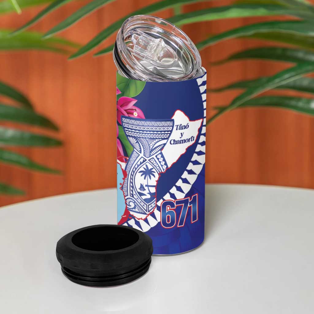 Biba Guam Liberation Day 4 in 1 Can Cooler Tumbler Tano y Chamoru Latte Stone Blue