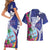 Biba Guam Liberation Day Couples Matching Short Sleeve Bodycon Dress and Hawaiian Shirt Tano y Chamoru Latte Stone Blue