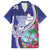 Biba Guam Liberation Day Family Matching Long Sleeve Bodycon Dress and Hawaiian Shirt Tano y Chamoru Latte Stone Blue