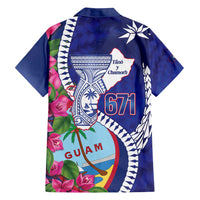 Biba Guam Liberation Day Family Matching Long Sleeve Bodycon Dress and Hawaiian Shirt Tano y Chamoru Latte Stone Blue