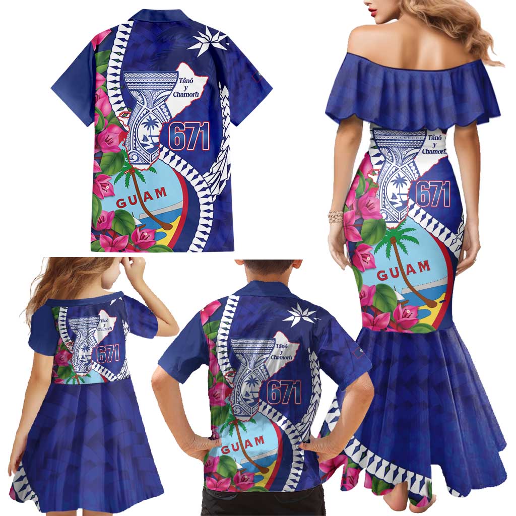 Biba Guam Liberation Day Family Matching Mermaid Dress and Hawaiian Shirt Tano y Chamoru Latte Stone Blue