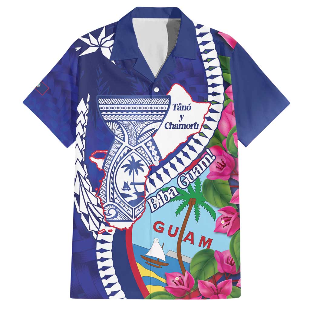Biba Guam Liberation Day Hawaiian Shirt Tano y Chamoru Latte Stone Blue