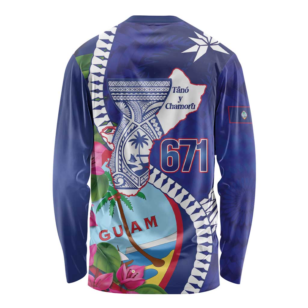 Biba Guam Liberation Day Long Sleeve Shirt Tano y Chamoru Latte Stone Blue