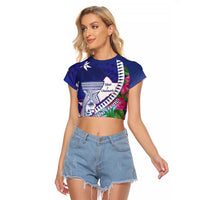 Biba Guam Liberation Day Raglan Cropped T Shirt Tano y Chamoru Latte Stone Blue