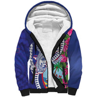 Biba Guam Liberation Day Sherpa Hoodie Tano y Chamoru Latte Stone Blue