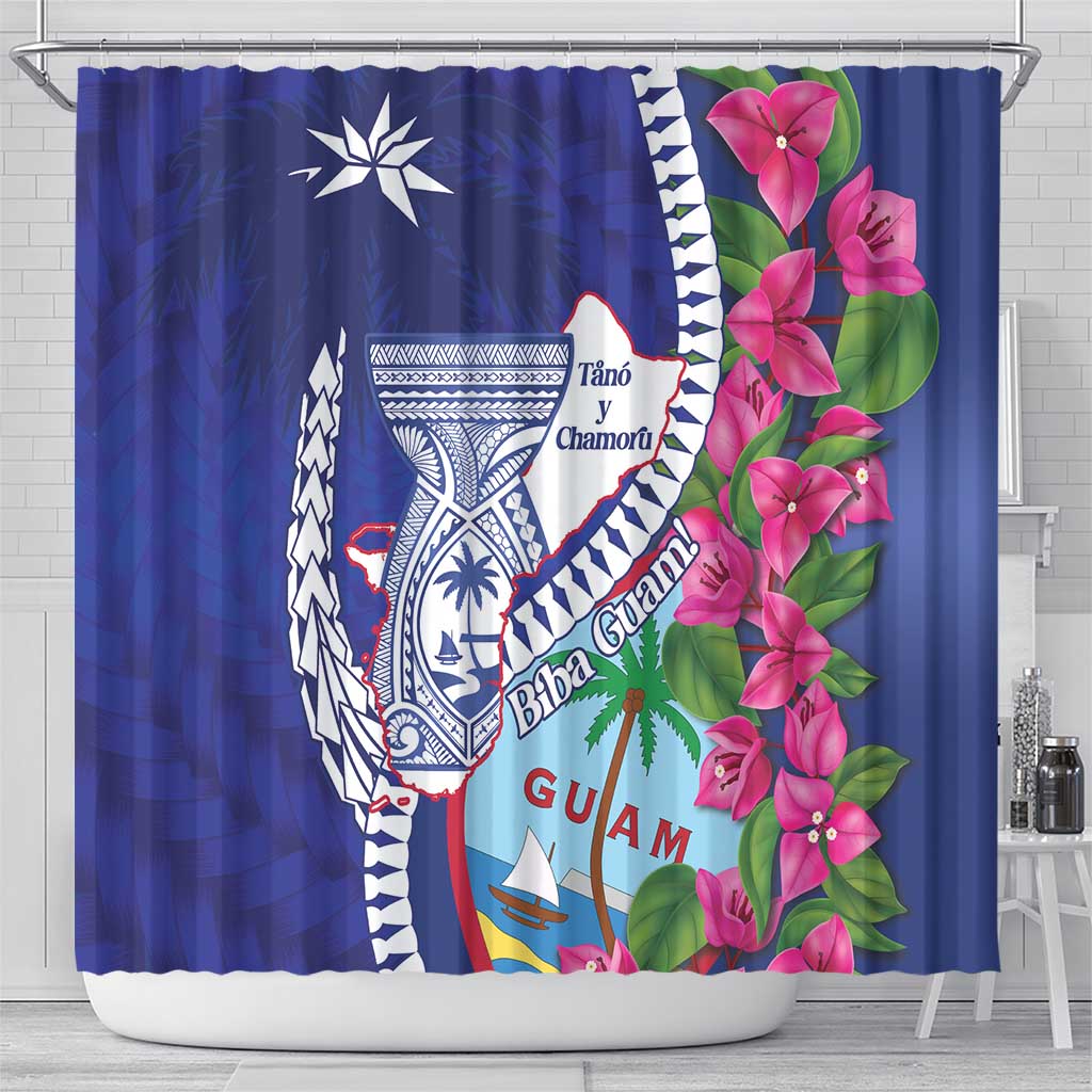 Biba Guam Liberation Day Shower Curtain Tano y Chamoru Latte Stone Blue