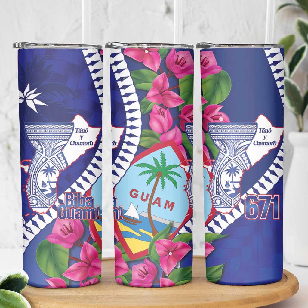 Biba Guam Liberation Day Skinny Tumbler Tano y Chamoru Latte Stone Blue