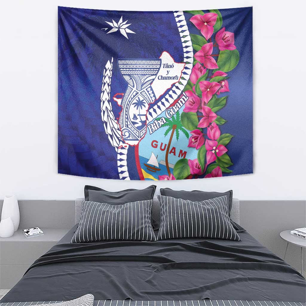Biba Guam Liberation Day Tapestry Tano y Chamoru Latte Stone Blue