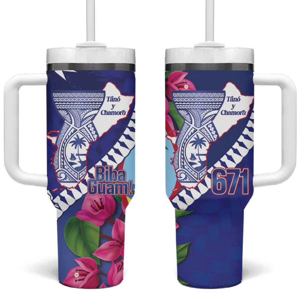 Biba Guam Liberation Day Tumbler With Handle Tano y Chamoru Latte Stone Blue