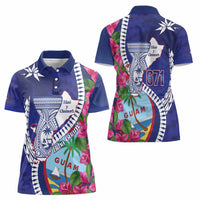 Biba Guam Liberation Day Women Polo Shirt Tano y Chamoru Latte Stone Blue