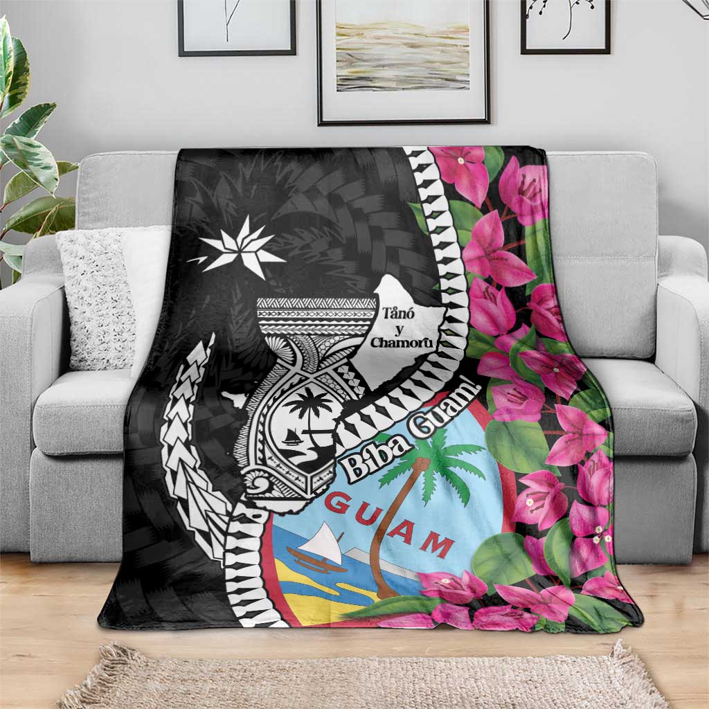 Biba Guam Liberation Day Blanket Tano y Chamoru Latte Stone Black