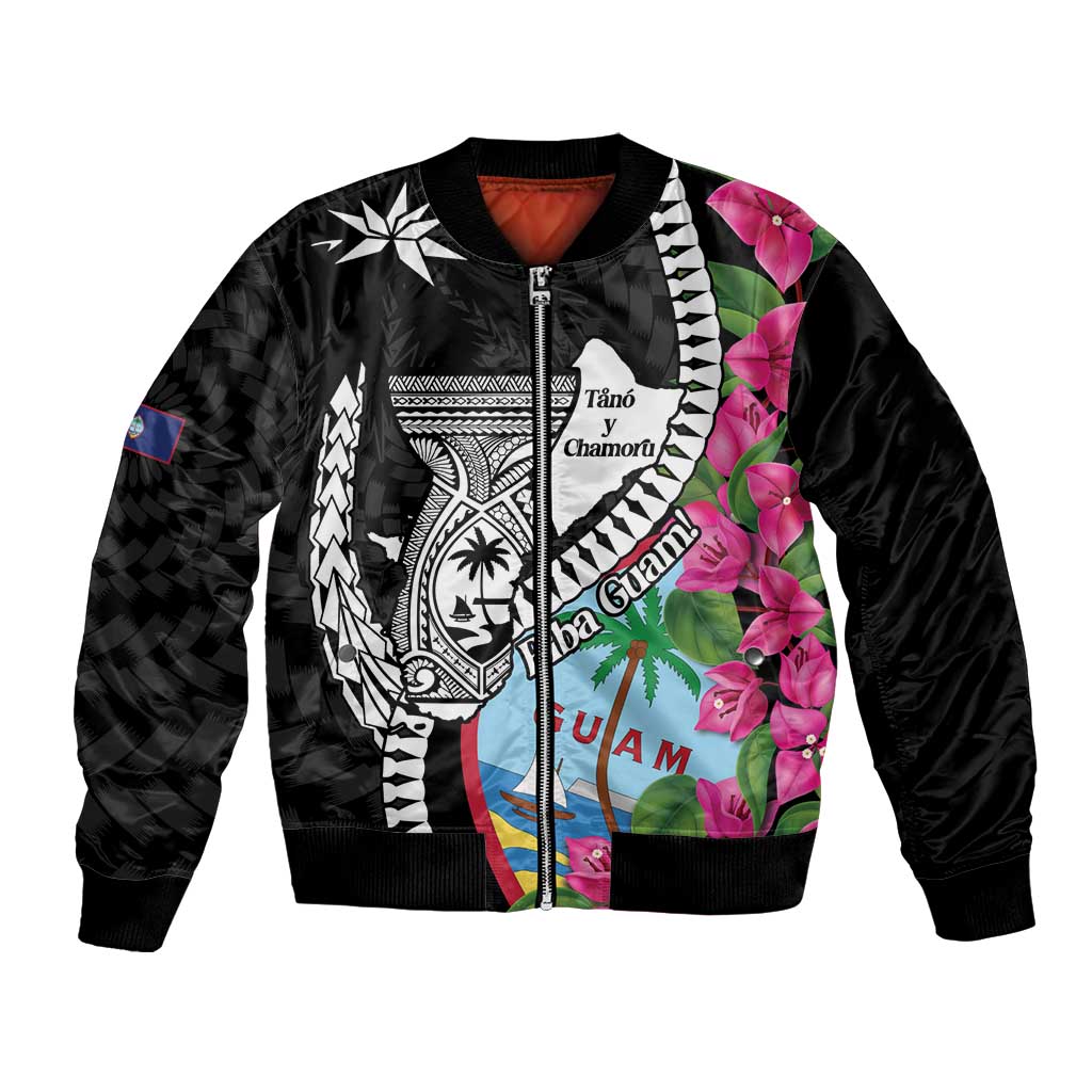 Biba Guam Liberation Day Bomber Jacket Tano y Chamoru Latte Stone Black