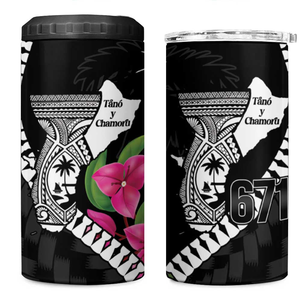 Biba Guam Liberation Day 4 in 1 Can Cooler Tumbler Tano y Chamoru Latte Stone Black