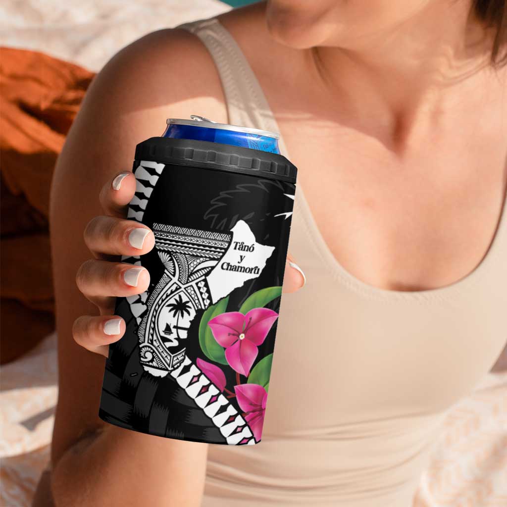 Biba Guam Liberation Day 4 in 1 Can Cooler Tumbler Tano y Chamoru Latte Stone Black