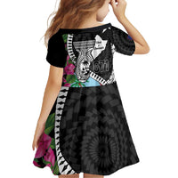 Biba Guam Liberation Day Family Matching Long Sleeve Bodycon Dress and Hawaiian Shirt Tano y Chamoru Latte Stone Black