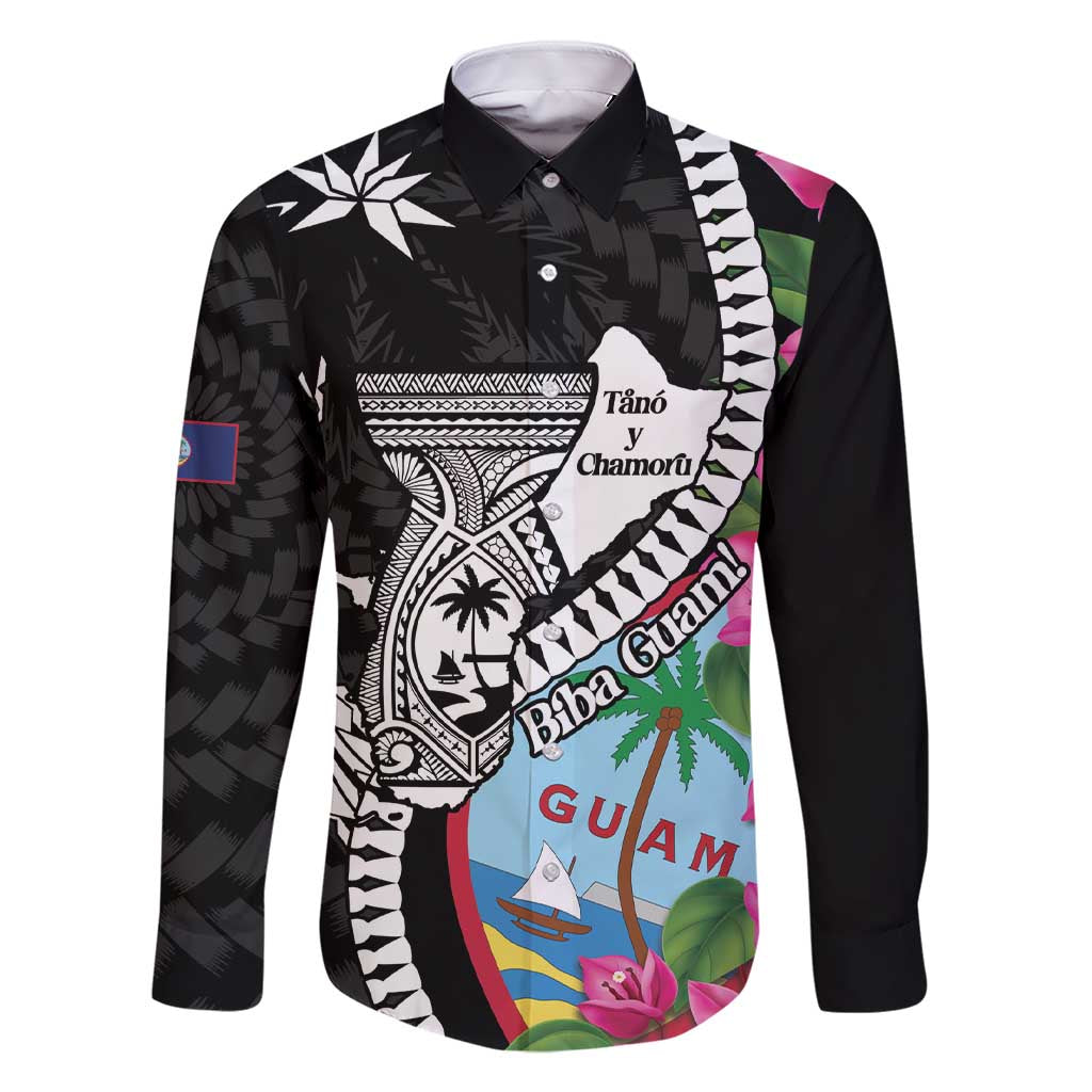 Biba Guam Liberation Day Family Matching Short Sleeve Bodycon Dress and Hawaiian Shirt Tano y Chamoru Latte Stone Black