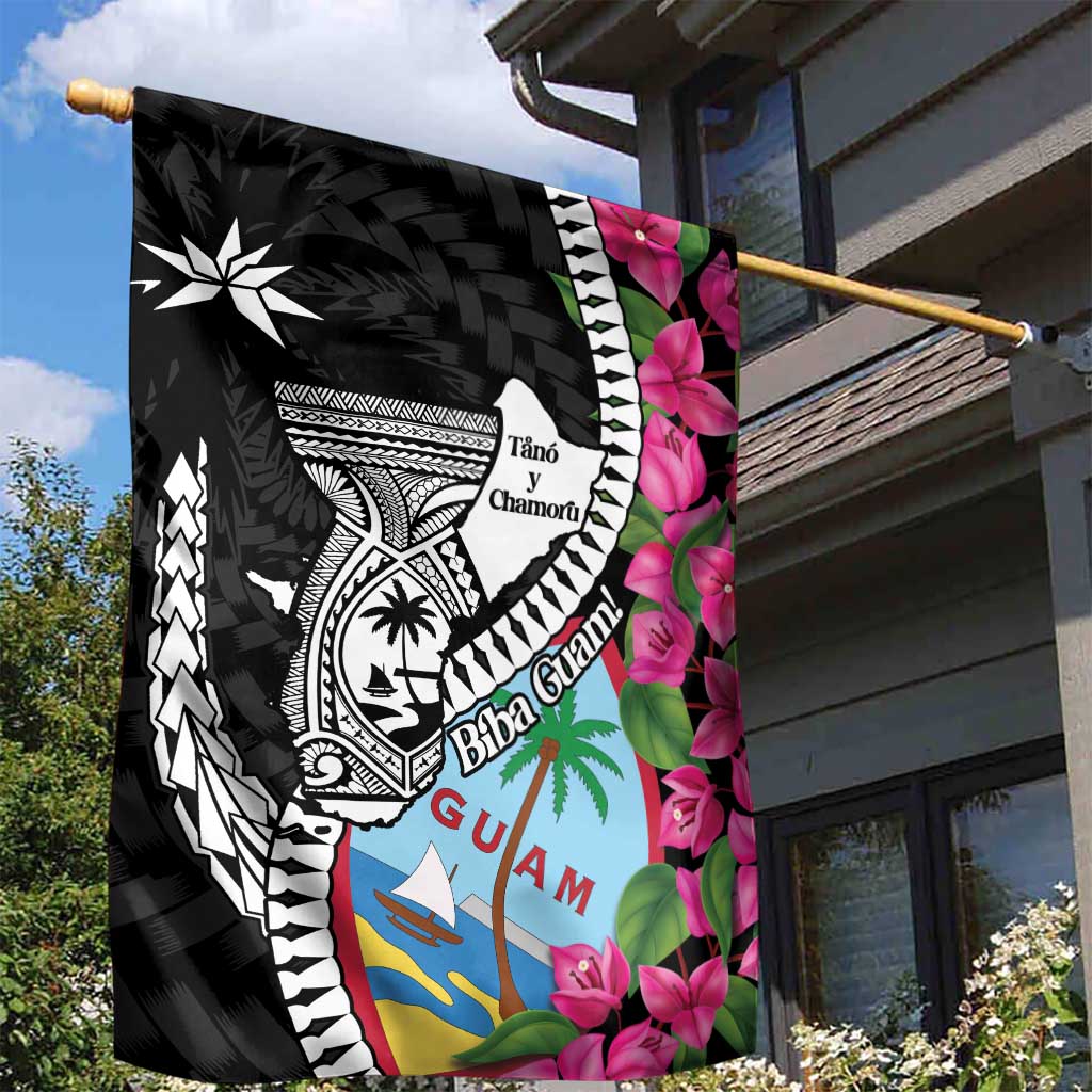 Biba Guam Liberation Day Garden Flag Tano y Chamoru Latte Stone Black