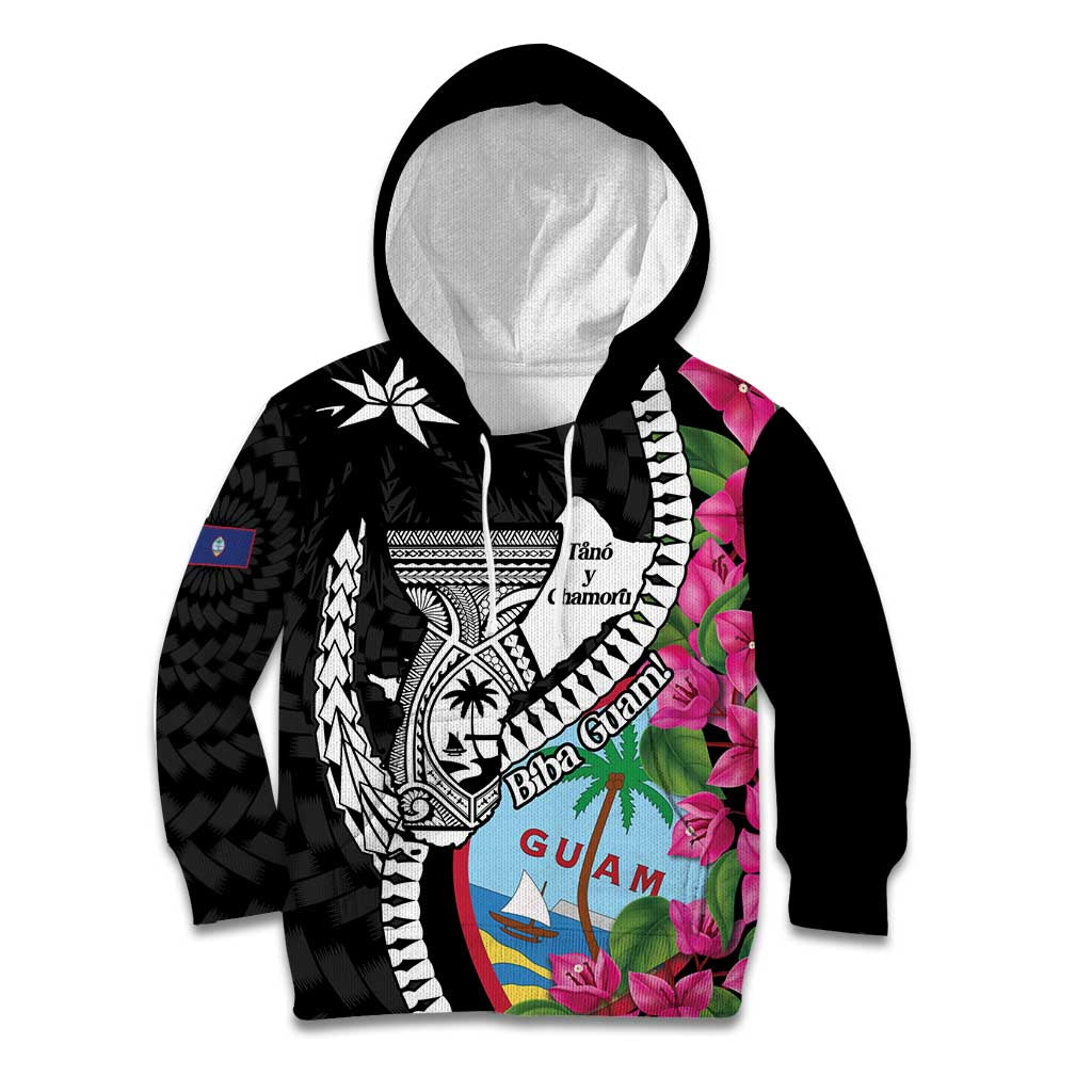 Biba Guam Liberation Day Kid Hoodie Tano y Chamoru Latte Stone Black
