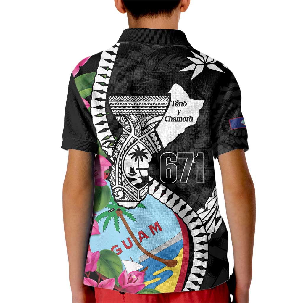 Biba Guam Liberation Day Kid Polo Shirt Tano y Chamoru Latte Stone Black