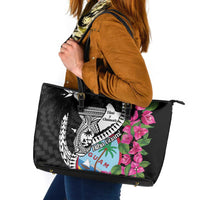 Biba Guam Liberation Day Leather Tote Bag Tano y Chamoru Latte Stone Black