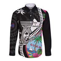 Biba Guam Liberation Day Long Sleeve Button Shirt Tano y Chamoru Latte Stone Black