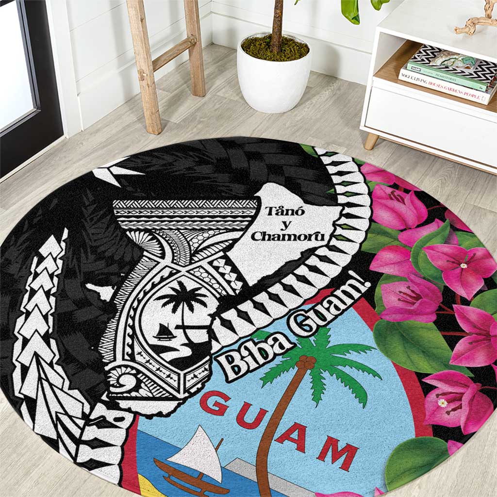 Biba Guam Liberation Day Round Carpet Tano y Chamoru Latte Stone Black