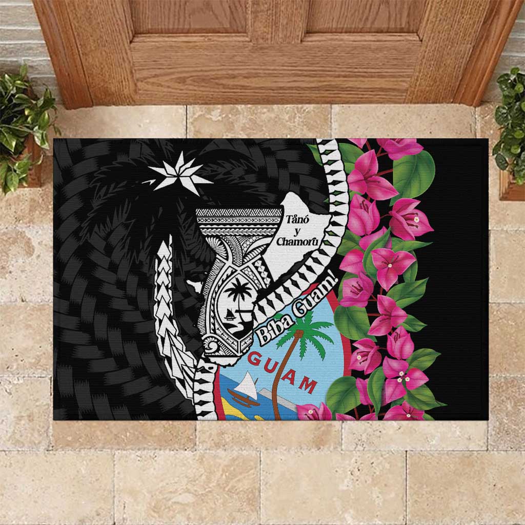 Biba Guam Liberation Day Rubber Doormat Tano y Chamoru Latte Stone Black