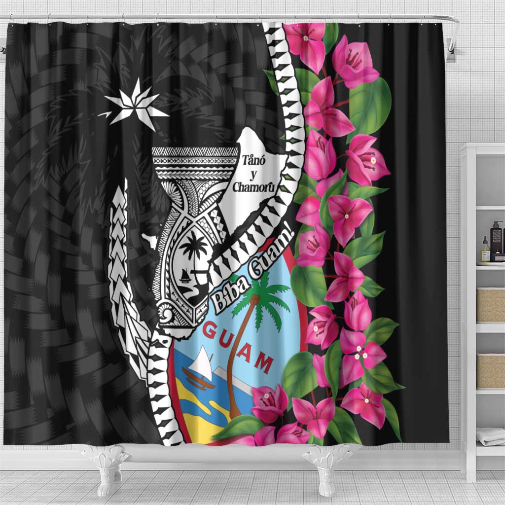 Biba Guam Liberation Day Shower Curtain Tano y Chamoru Latte Stone Black LT14 - Polynesian Pride