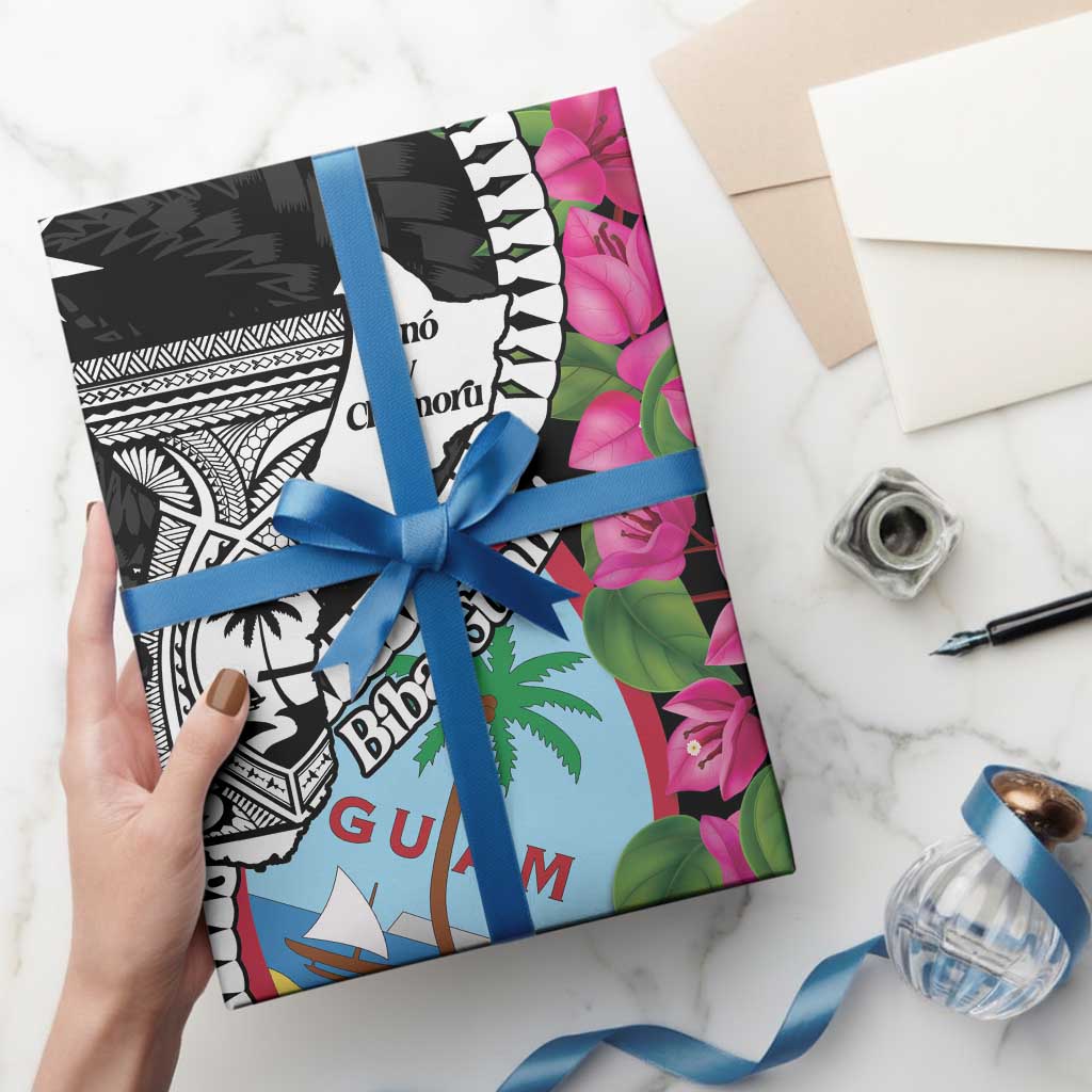 Biba Guam Liberation Day Wrapping Paper Tano y Chamoru Latte Stone Black - Polynesian Pride