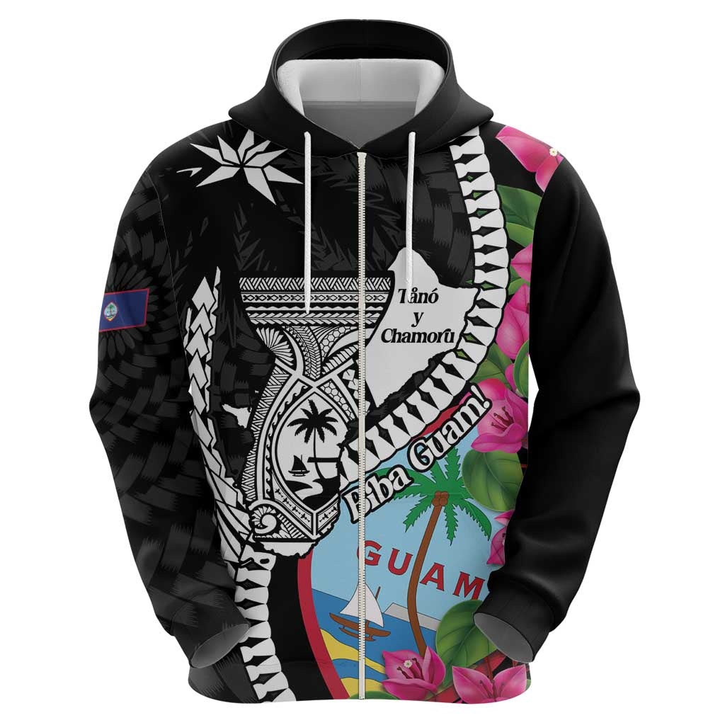 Biba Guam Liberation Day Zip Hoodie Tano y Chamoru Latte Stone Black
