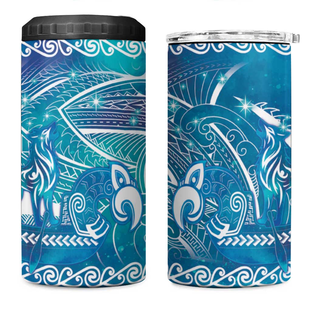 Kuri Dog Waka New Zealand Matariki 4 in 1 Can Cooler Tumbler Ocean Sharks Maori Tattoo LT14 One Size: 16 oz Blue - Polynesian Pride