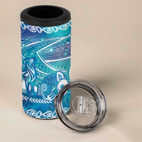 Kuri Dog Waka New Zealand Matariki 4 in 1 Can Cooler Tumbler Ocean Sharks Maori Tattoo