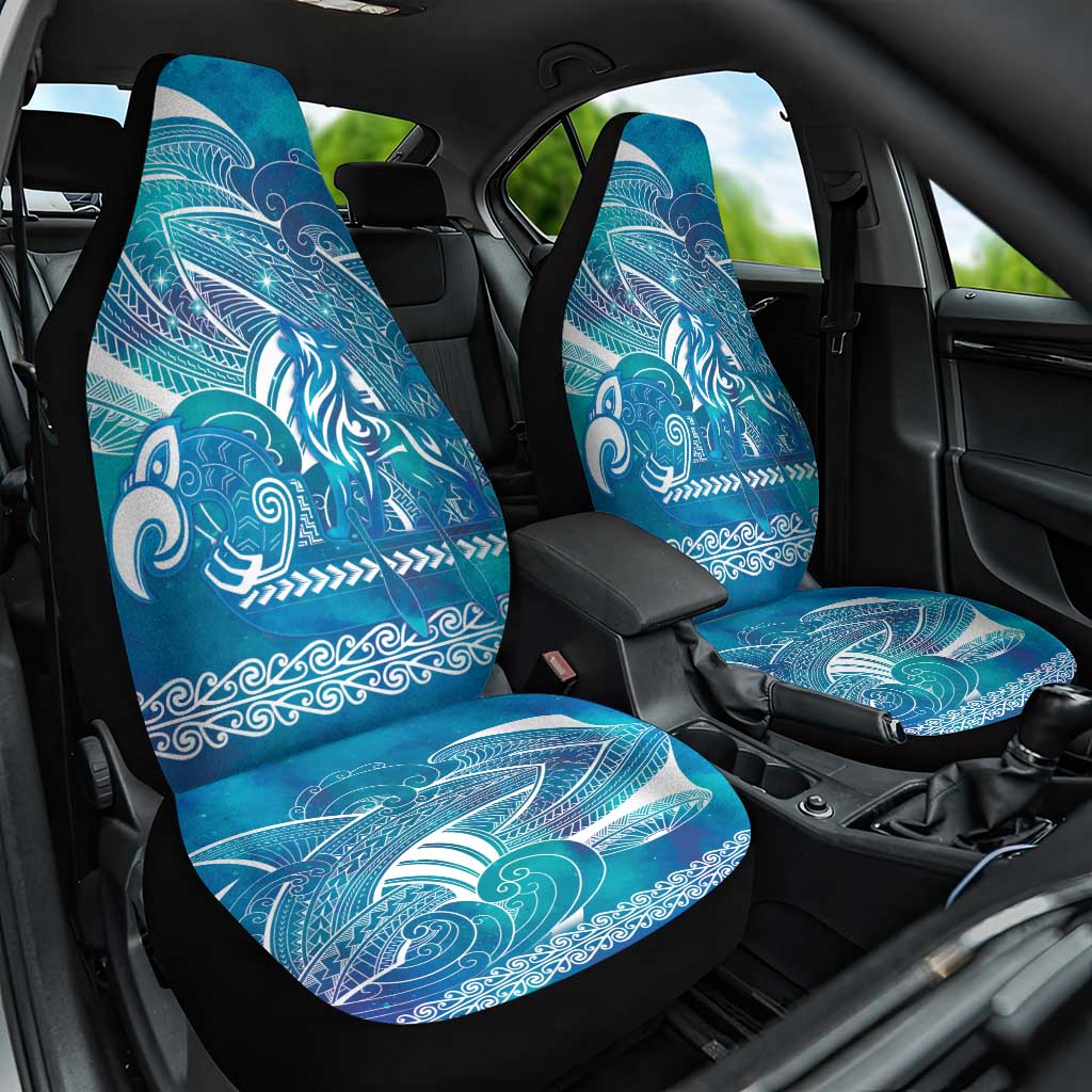 Kuri Dog Waka New Zealand Matariki Car Seat Cover Ocean Sharks Maori Tattoo LT14 One Size Blue - Polynesian Pride