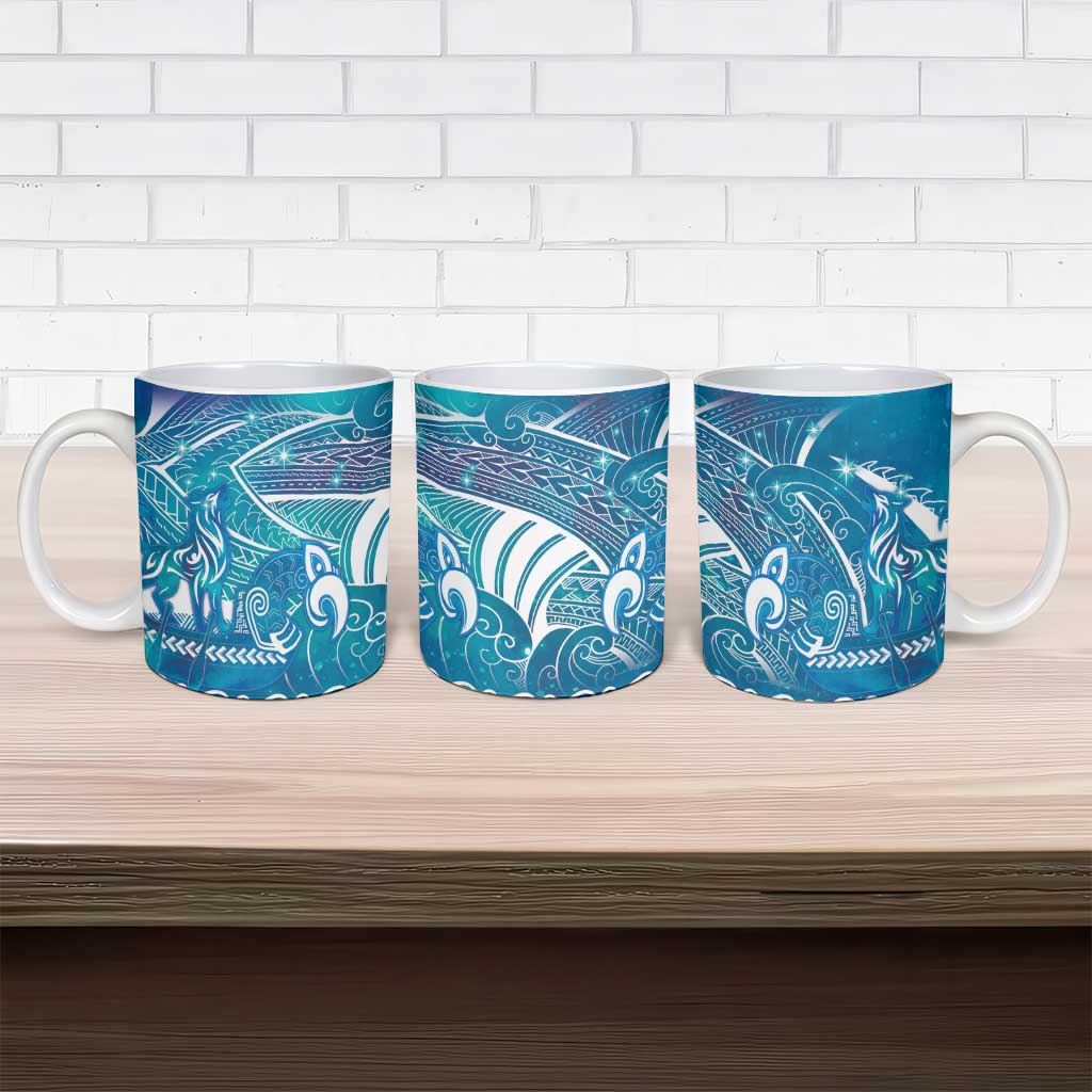 Kuri Dog Waka New Zealand Matariki Ceramic Mug Ocean Sharks Maori Tattoo LT14 - Polynesian Pride