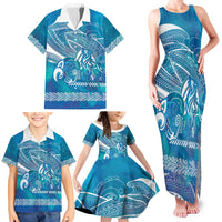 Kuri Dog Waka New Zealand Matariki Family Matching Tank Maxi Dress and Hawaiian Shirt Ocean Sharks Maori Tattoo