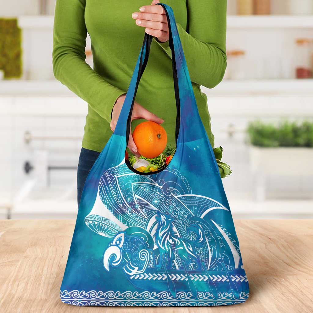 Kuri Dog Waka New Zealand Matariki Grocery Bag Ocean Sharks Maori Tattoo