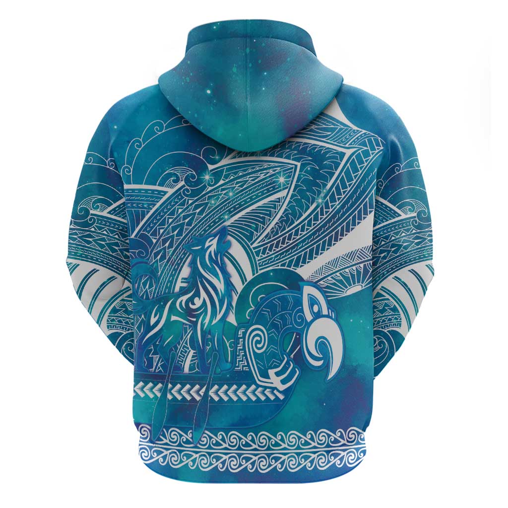 Kuri Dog Waka New Zealand Matariki Hoodie Ocean Sharks Maori Tattoo