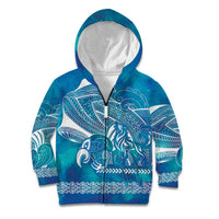 Kuri Dog Waka New Zealand Matariki Kid Hoodie Ocean Sharks Maori Tattoo