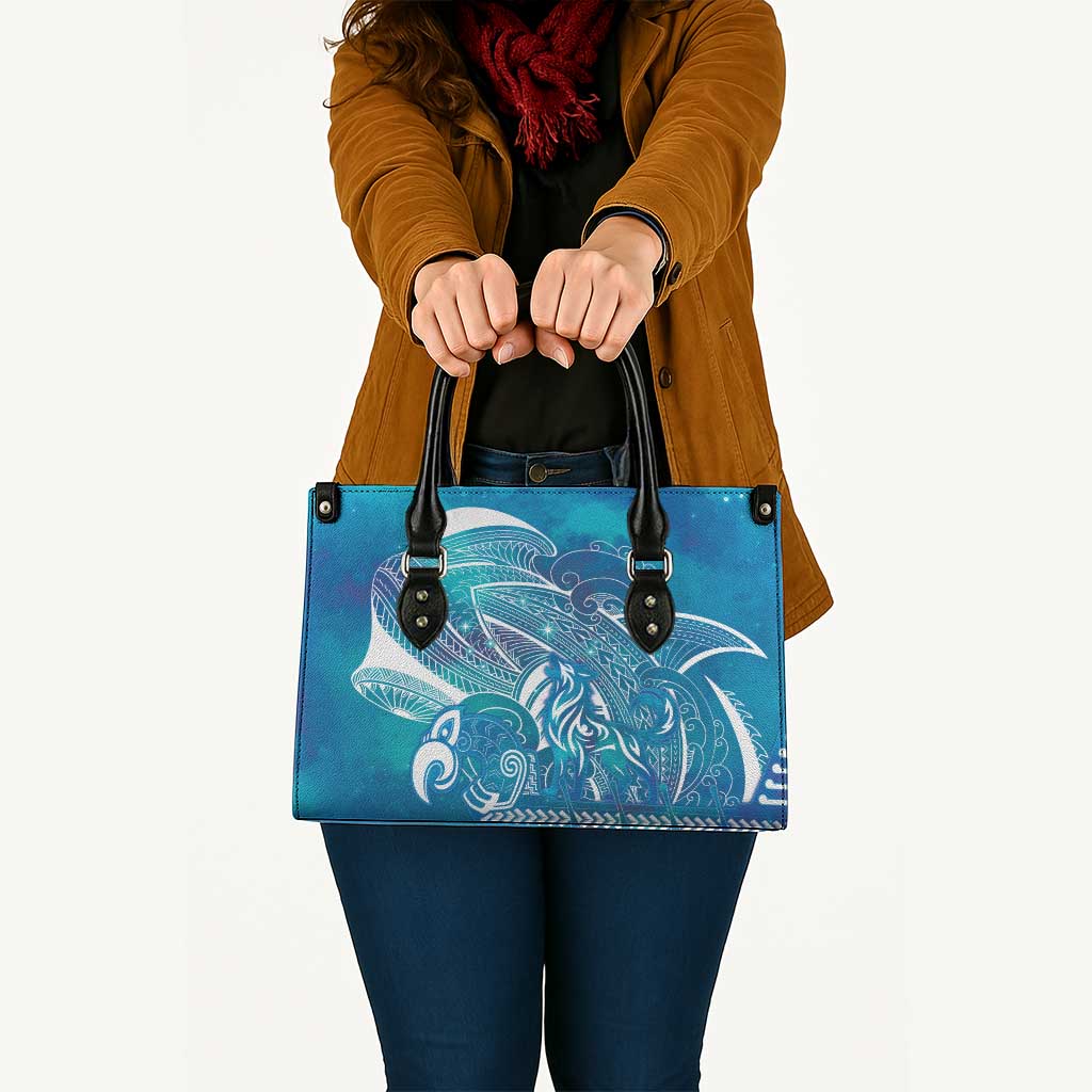 Kuri Dog Waka New Zealand Matariki Leather Bag Ocean Sharks Maori Tattoo
