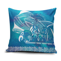Kuri Dog Waka New Zealand Matariki Pillow Cover Ocean Sharks Maori Tattoo LT14 Blue - Polynesian Pride