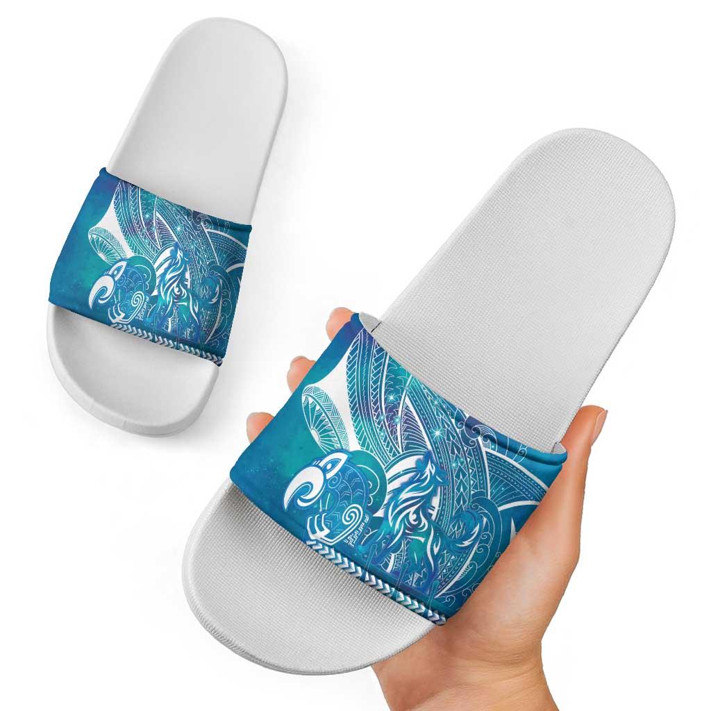 Kuri Dog Waka New Zealand Matariki Slide Sandals Ocean Sharks Maori Tattoo LT14 - Polynesian Pride