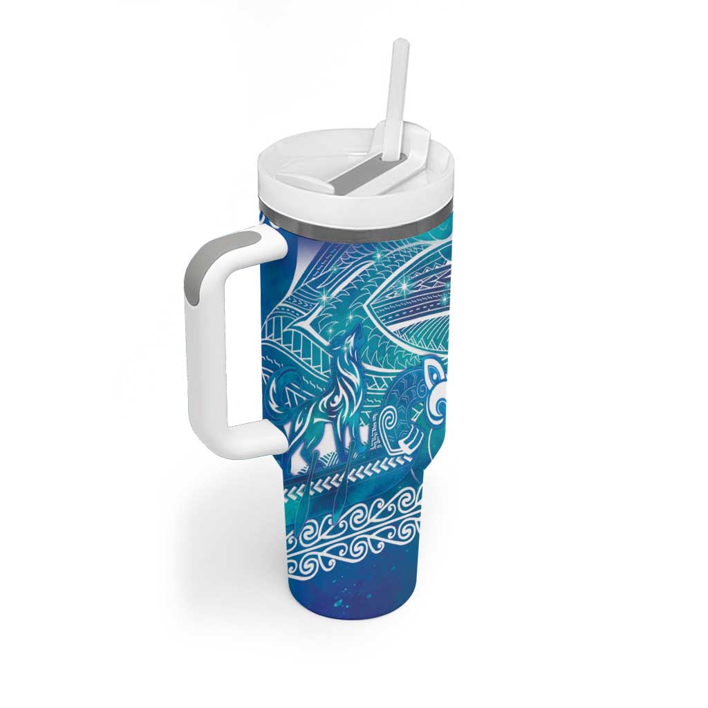 Kuri Dog Waka New Zealand Matariki Tumbler With Handle Ocean Sharks Maori Tattoo