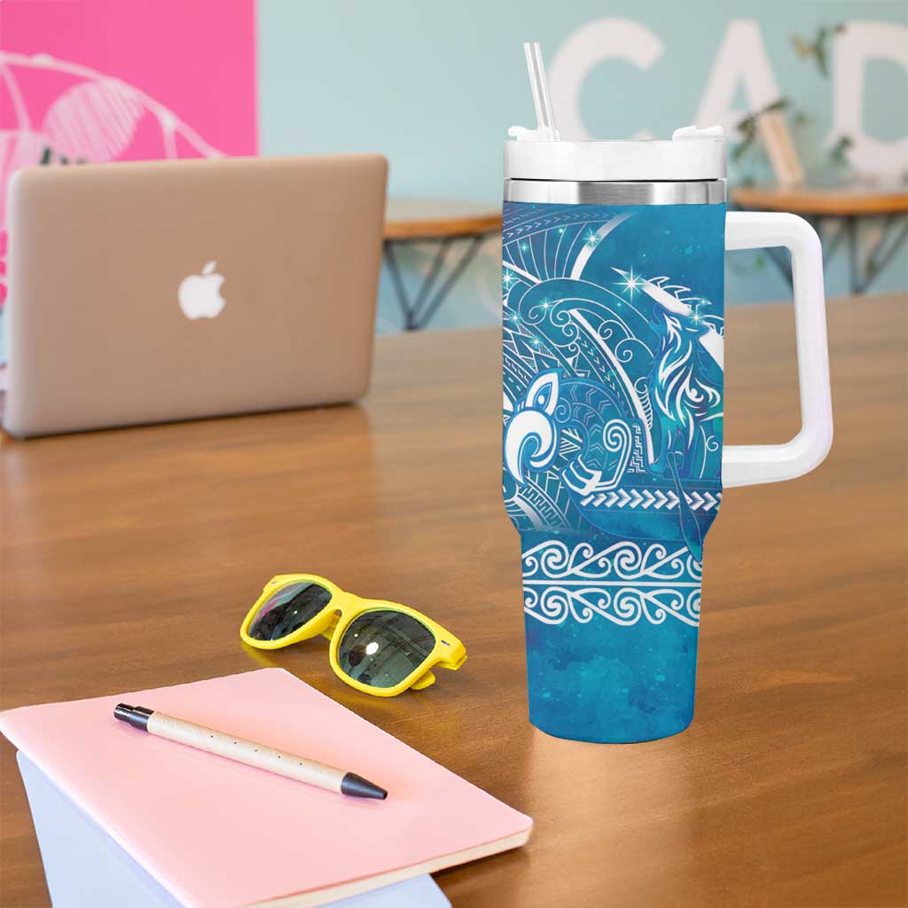 Kuri Dog Waka New Zealand Matariki Tumbler With Handle Ocean Sharks Maori Tattoo