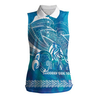 Kuri Dog Waka New Zealand Matariki Women Sleeveless Polo Shirt Ocean Sharks Maori Tattoo