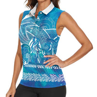 Kuri Dog Waka New Zealand Matariki Women Sleeveless Polo Shirt Ocean Sharks Maori Tattoo