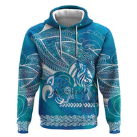 Kuri Dog Waka New Zealand Matariki Zip Hoodie Ocean Sharks Maori Tattoo