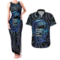Tuna Eel New Zealand Matariki Couples Matching Tank Maxi Dress and Hawaiian Shirt He Piko He Taniwha Maori Pattern