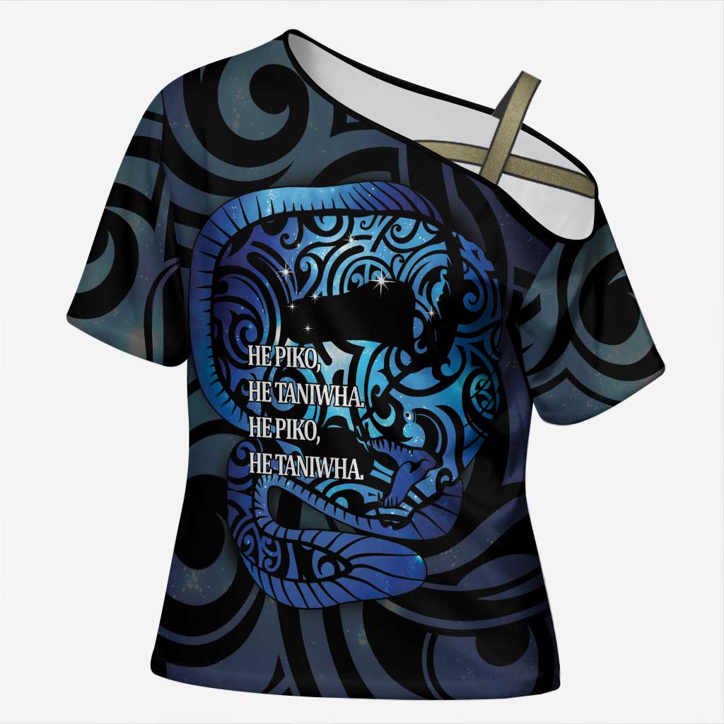 Tuna Eel New Zealand Matariki Cross Shoulder Shirt He Piko He Taniwha Maori Pattern LT14 Female Purple - Polynesian Pride